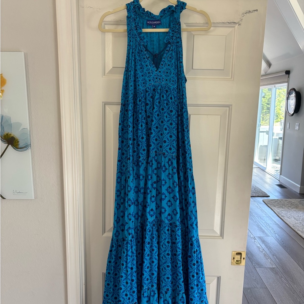 Boho Teal Geometric Maxi Dress